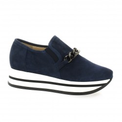 Benoite c Baskets cuir velours marine