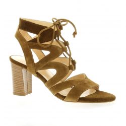 Brenda zaro Nu pieds cuir velours cognac