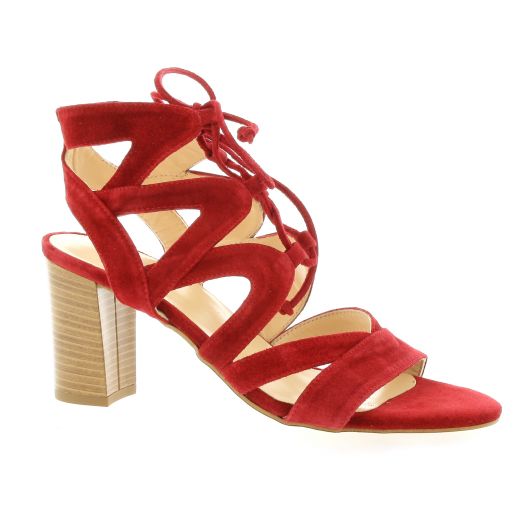 Brenda zaro Nu pieds cuir velours rouge