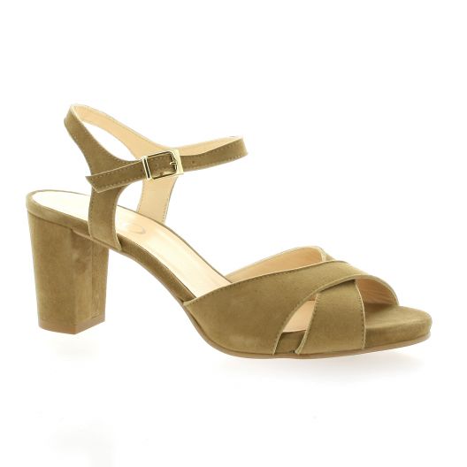 Brenda zaro Nu pieds cuir velours taupe