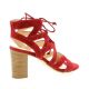 Brenda zaro Nu pieds cuir velours rouge