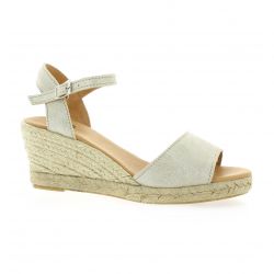 Pao Espadrille cuir laminé beige