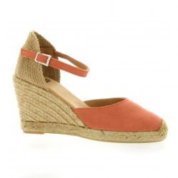 Pao Espadrille cuir velours corail