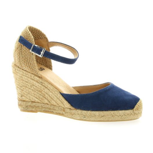 Pao Espadrille cuir velours marine