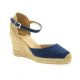 Pao Espadrille cuir velours marine