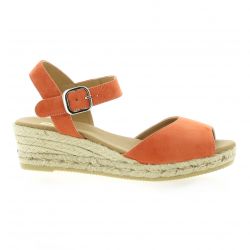 Pao Espadrille cuir velours orange