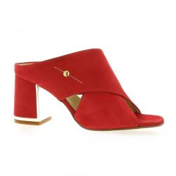 Elizabeth stuart Mules cuir velours rouge