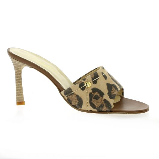 Elizabeth stuart Nu pieds cuir velours leopard