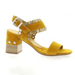 Alpe Nu pieds cuir velours ocre