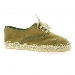 Pao Espadrille cuir velours kaki