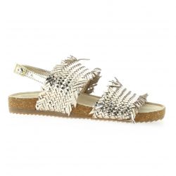 Mascha Nu pieds cuir laminé or