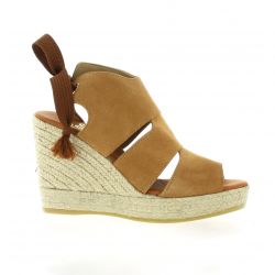 Pao Espadrille cuir velours cognac