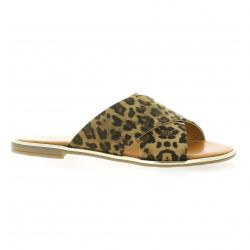Pao Mules cuir leopard