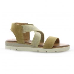 Pao Nu pieds cuir velours taupe