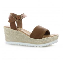 Pao Nu pieds cuir cognac