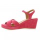 Exit Nu pieds cuir velours framboise