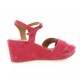 Exit Nu pieds cuir velours framboise