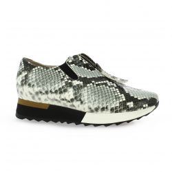 Benoite c Baskets cuir python noir/blanc