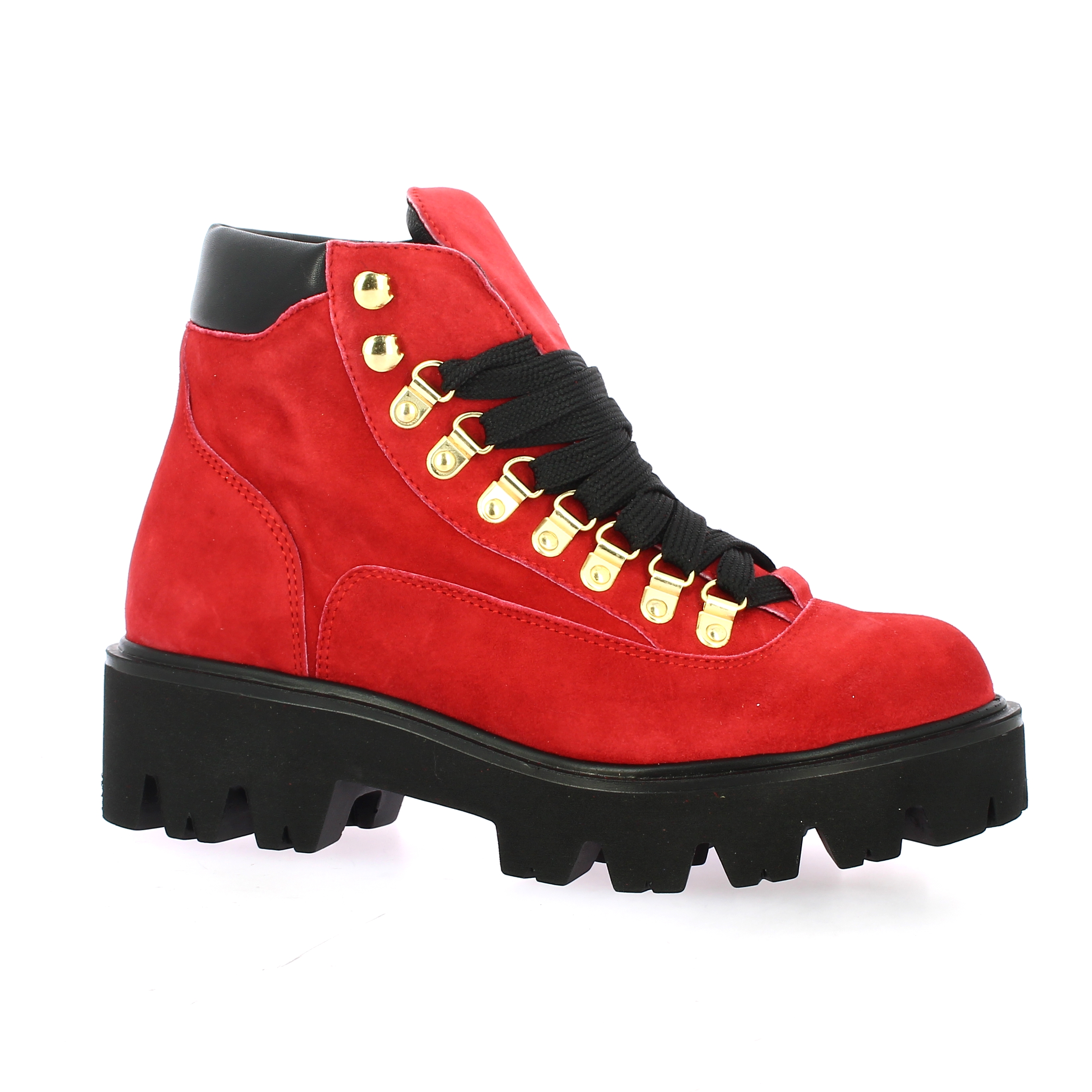 bottines velours rouge