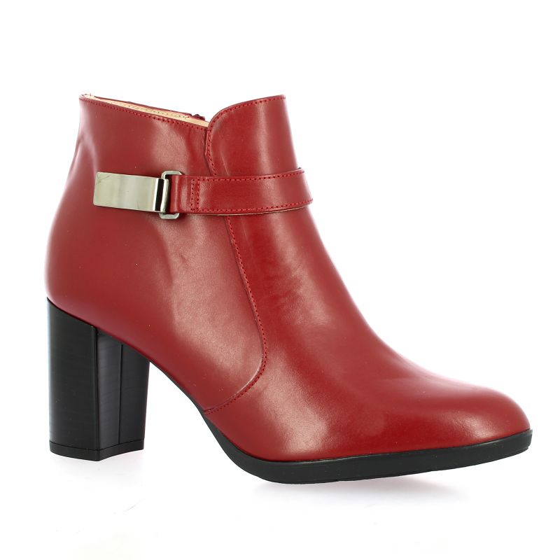 boots rouge cuir