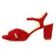 Brenda zaro Nu pieds cuir velours rouge