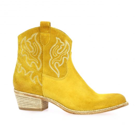 Paoyama Boots cuir velours ocre
