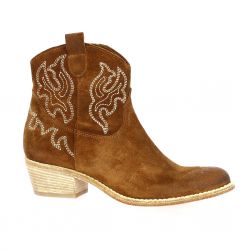 Paoyama Boots cuir velours cognac