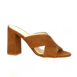 Exit Nu pieds cuir velours cognac