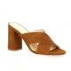 Exit Nu pieds cuir velours cognac