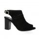 Pao Nu pieds cuir velours noir