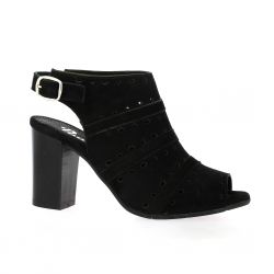 Pao Nu pieds cuir velours noir