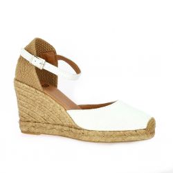 Pao Espadrille cuir laminé blanc