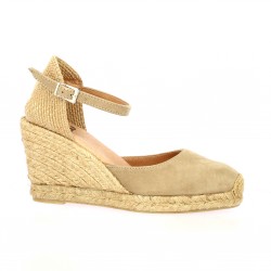Pao Espadrille cuir velours camel