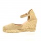 Pao Espadrille cuir velours camel