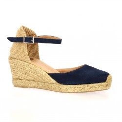 Pao Espadrille cuir velours marine