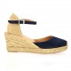 Pao Espadrille cuir velours marine