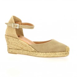 Pao Espadrille cuir velours camel