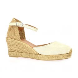 Pao Espadrille velours lamine beige