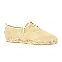 Pao Espadrille cuir velours sable