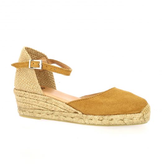 Pao Espadrille cuir velours whisky