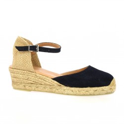 Pao Espadrille cuir velours marine