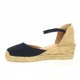 Pao Espadrille cuir velours marine