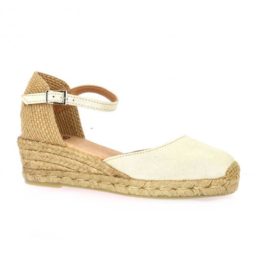 Pao Espadrille velours lamine beige