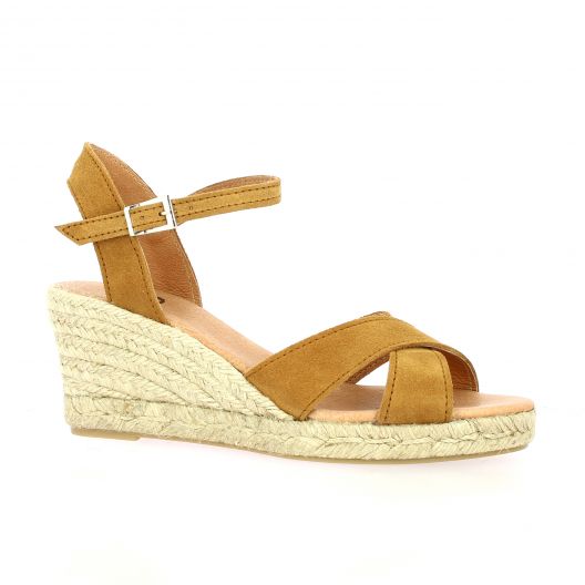 Pao Espadrille cuir velours whisky