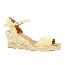 Pao Espadrille cuir velours sable