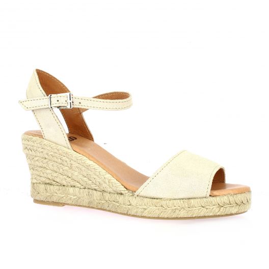 Pao Espadrille velours lamine beige