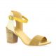 So send Nu pieds cuir velours camel/or