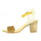 So send Nu pieds cuir velours camel/or