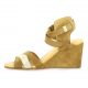 So send Nu pieds cuir velours camel/or