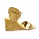 So send Nu pieds cuir velours camel/or